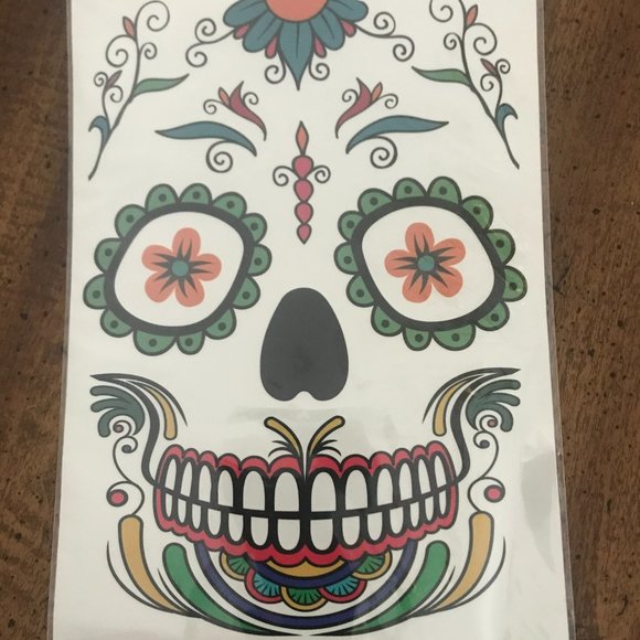 Set of 2 Halloween Temporary Face Mask Tattoos - Picture 3 of 5